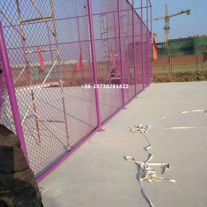 Pink color chain link fence wire mesh for basketball court made in china