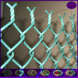 China chain link fencing 50*50mm ,6 gauge plastic coating sports ground fence price