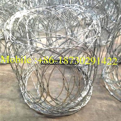 Flat Panel Coiled Razor Barbed Wire Hdg Hot Dipped Galvanized For Security Barrier