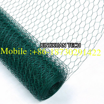 PVC Vinyl Coated Chicken Wire Mesh , hexagonal wire netting 25MM Green Color