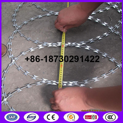 450mm coil diameter Razor wire flat wrap coils as a clapped into a flat panel formation.