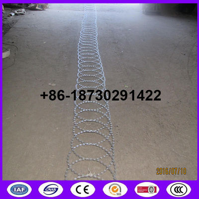 450mm coil diameter Razor wire flat wrap coils as a clapped into a flat panel formation.