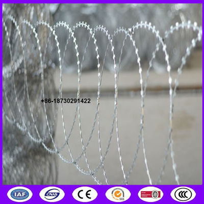 Hot Dip Galvanized BTO 10 Flat wrap Razor Wire On fence top