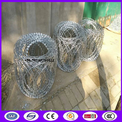 Hot Dip Galvanized BTO 10 Flat wrap Razor Wire On fence top