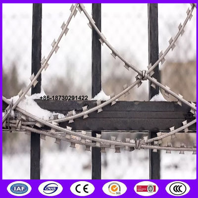 Hot Dip Galvanized BTO 10 Flat wrap Razor Wire On fence top