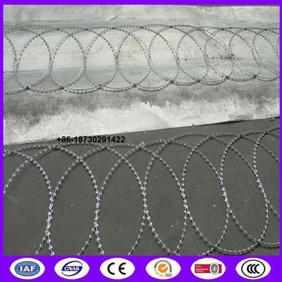 Hot Dip Galvanized BTO 10 Flat wrap Razor Wire On fence top