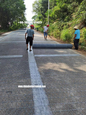 Reinforced Hexagonal road Mesh with transverse rod  to Strengthen the Road