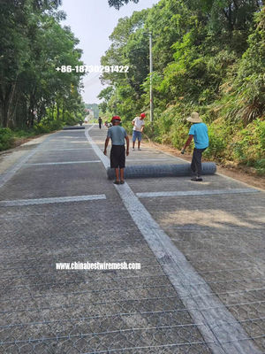 Reinforced Hexagonal road Mesh with transverse rod  to Strengthen the Road