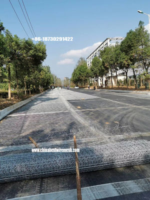 Reinforced Hexagonal road Mesh with transverse rod  to Strengthen the Road