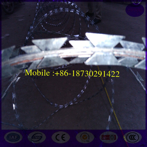 700mm Diameter 5 Clips BTO-30 stainless steel cross  type Concertina Razor Barbed Wire