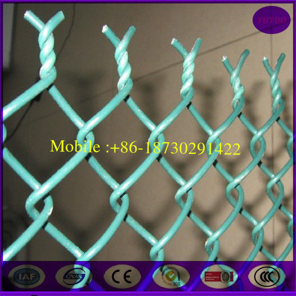China chain link fencing 50*50mm ,6 gauge plastic coating sports ground fence price
