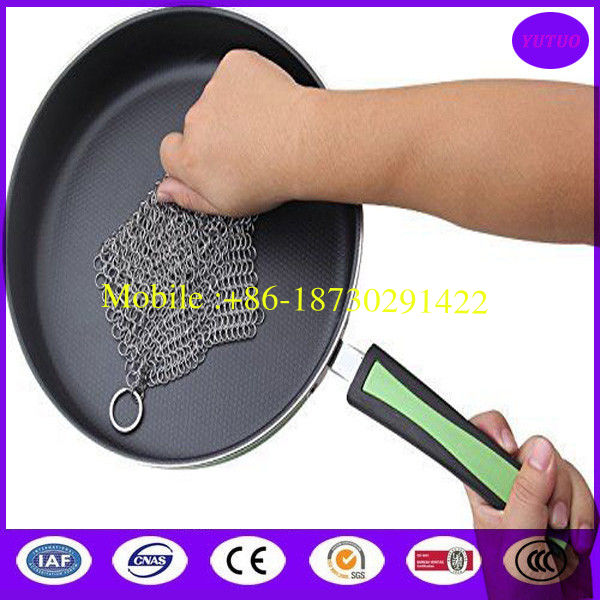 Dish scrubber Cast Iron Pan Cleaner 8''x8'' Premium Stainless Steel Chain  made in china