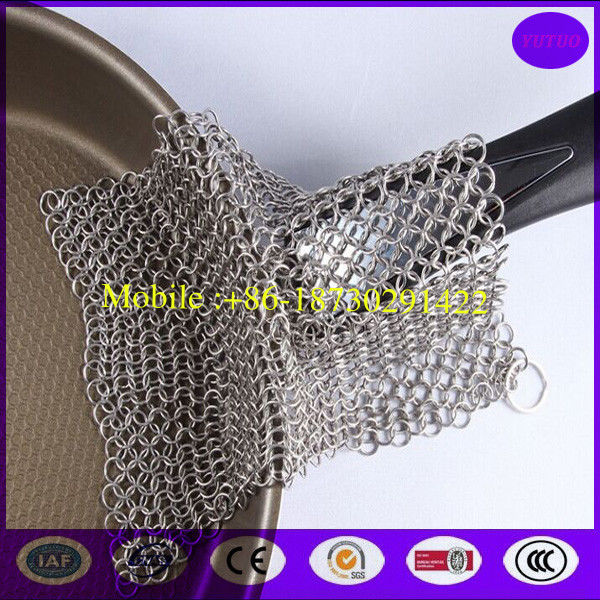 5"x5" Stainless Steel Chain mail Pot Scrubber/ Cast iron cleaner  from China top supplier