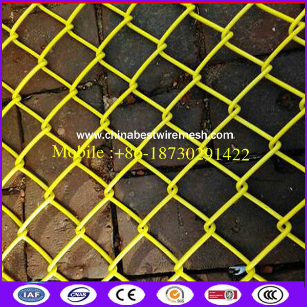 Yellow color PVC coating 70x70mm-9gauge chain wire mesh for Playing Fields