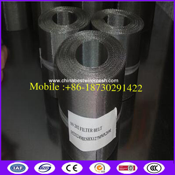 China 72x15mesh 127mm width,10mtr length Automatic Continous Belt Screen Filter Mesh with Fine filtration